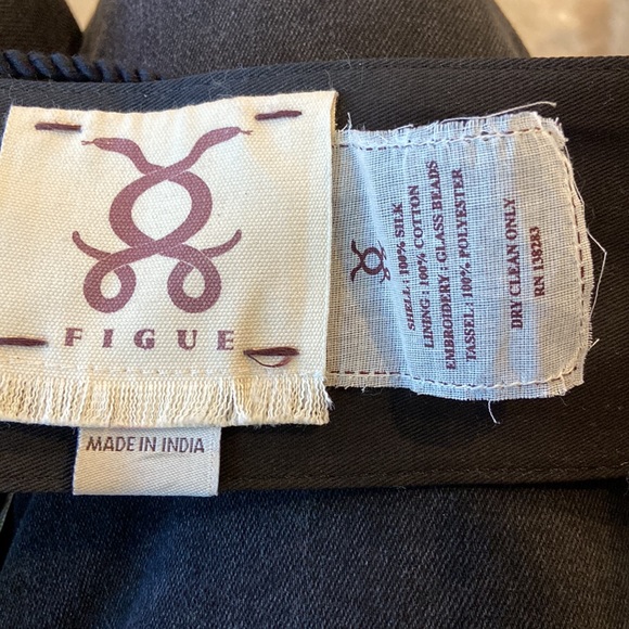 Figue Silk Beaded Wink Eye Tie Belt Black Beige Blue Stripe Rope Tie 3” width - Picture 3 of 7